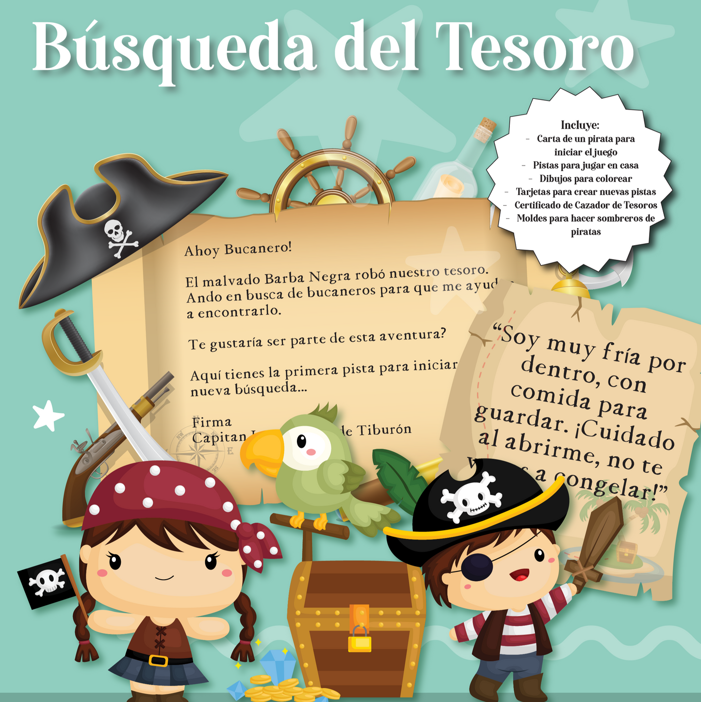 ¡Búsqueda del Tesoro Pirata para Imprimir!