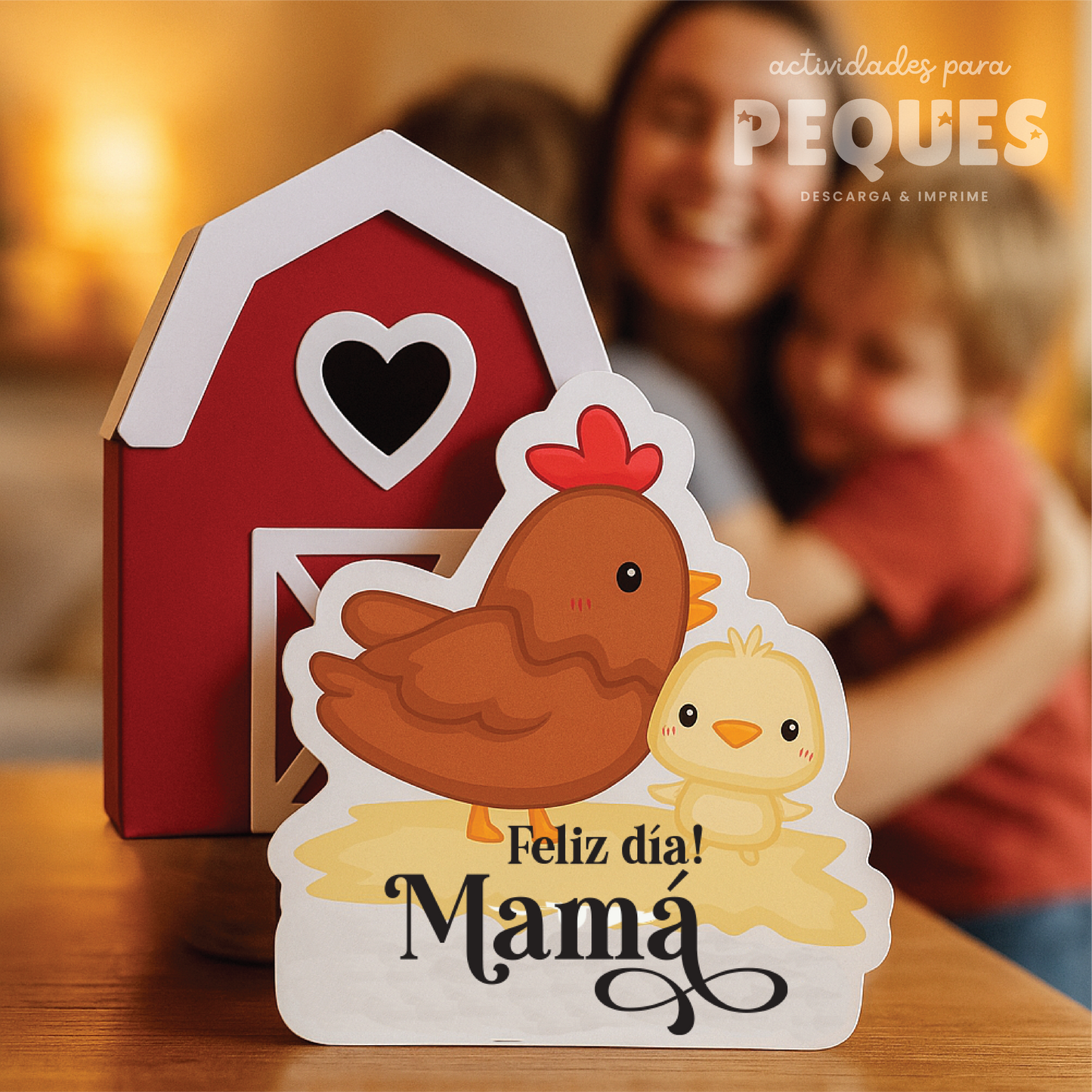 Granja de Papel + Tarjeta de Mamá Gallina. Set listo para armar. Envíos dentro de Costa Rica.