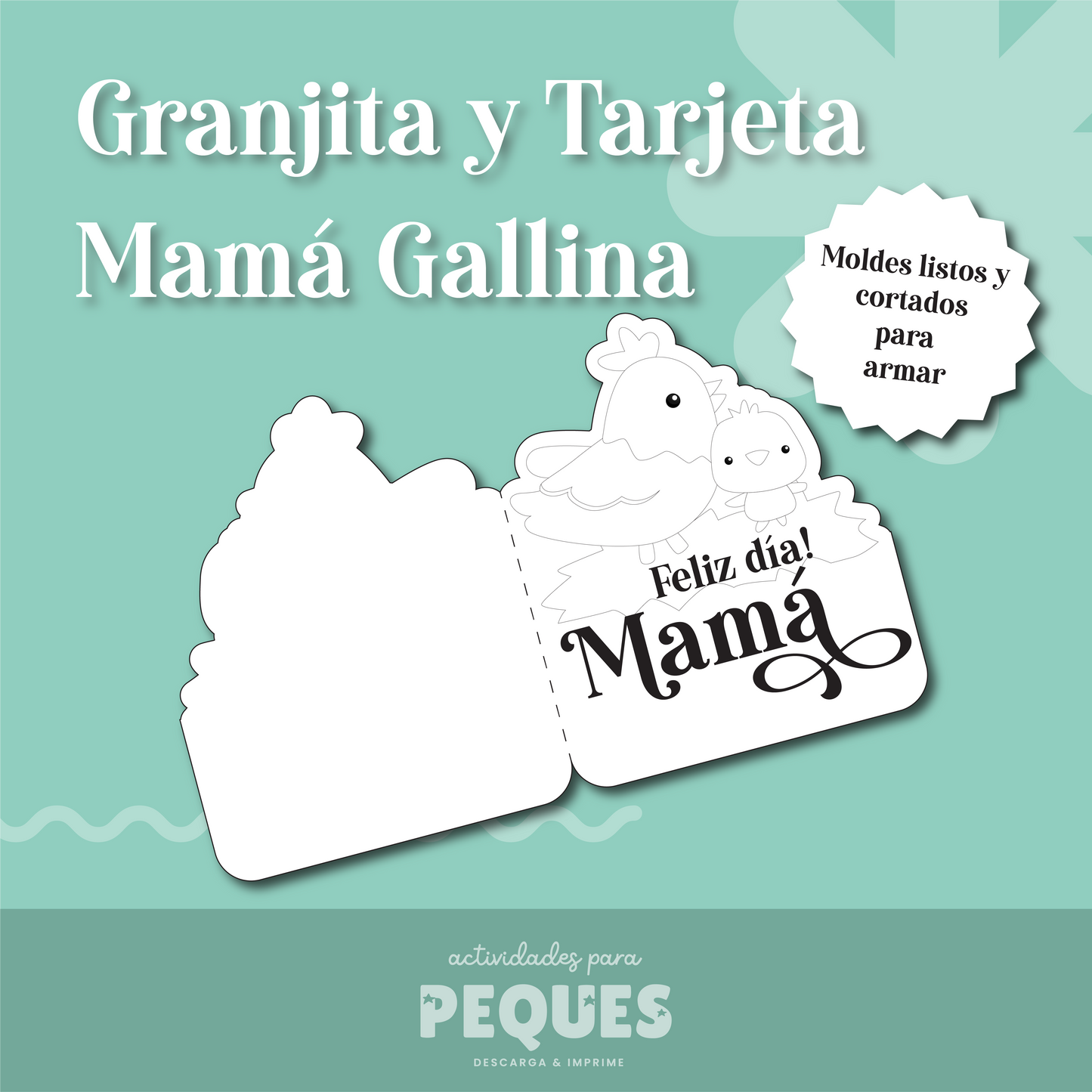 Granja de Papel + Tarjeta de Mamá Gallina. Set listo para armar. Envíos dentro de Costa Rica.