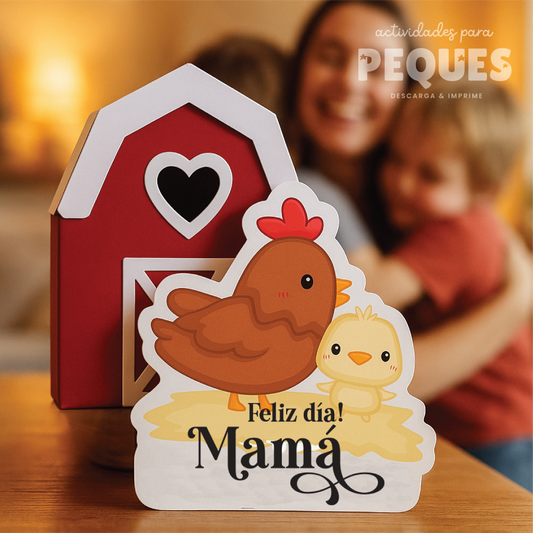 🐣 Granja de Papel + Tarjeta de Mamá Gallina. Incluye archivos digitales para descargar, imprimir y cortar.